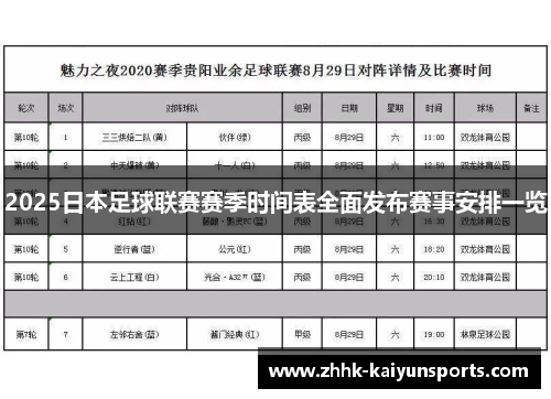 2025日本足球联赛赛季时间表全面发布赛事安排一览